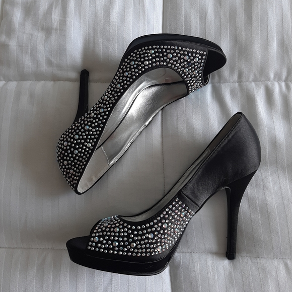 Black rhinestone heels - Picture 2 of 2